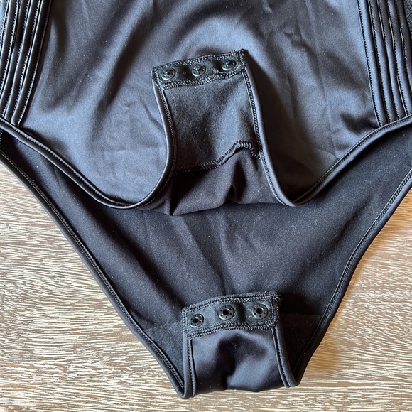 Calvin Klein Womens CK Black Sheer Mesh Bodysuit - Picture 6 of 8